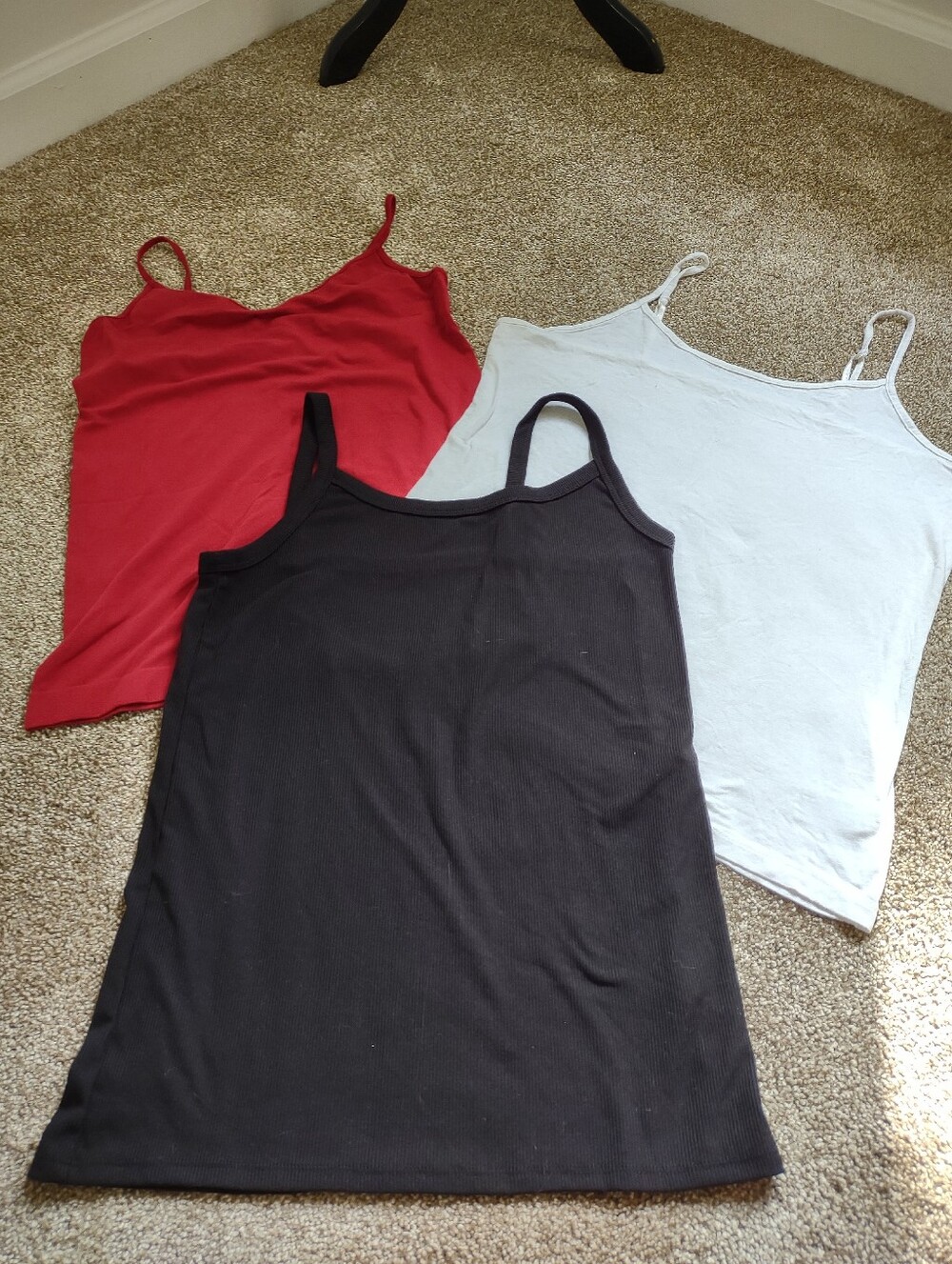Lot Of 3 Women’s Red, Black & White Camisole Tank Tops